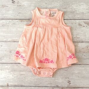 Carters 6m Baby Girl Romper Dress One Piece Summer Sundress Gingham Pink Plaid